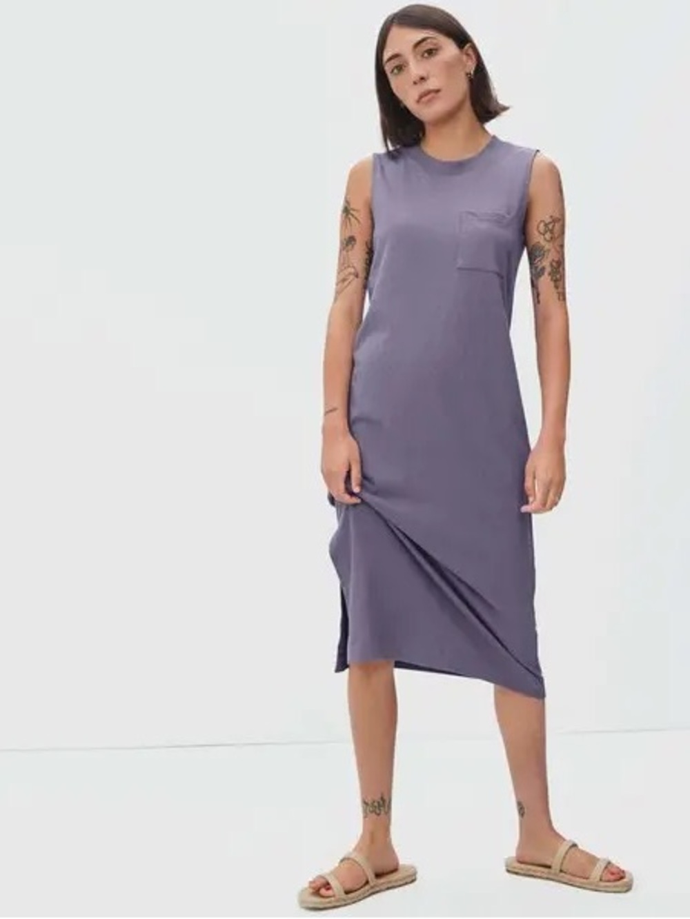 Everlane Long Weekend Tank Dress Sleeveless Midi Length Dark Plum Medium Women’s